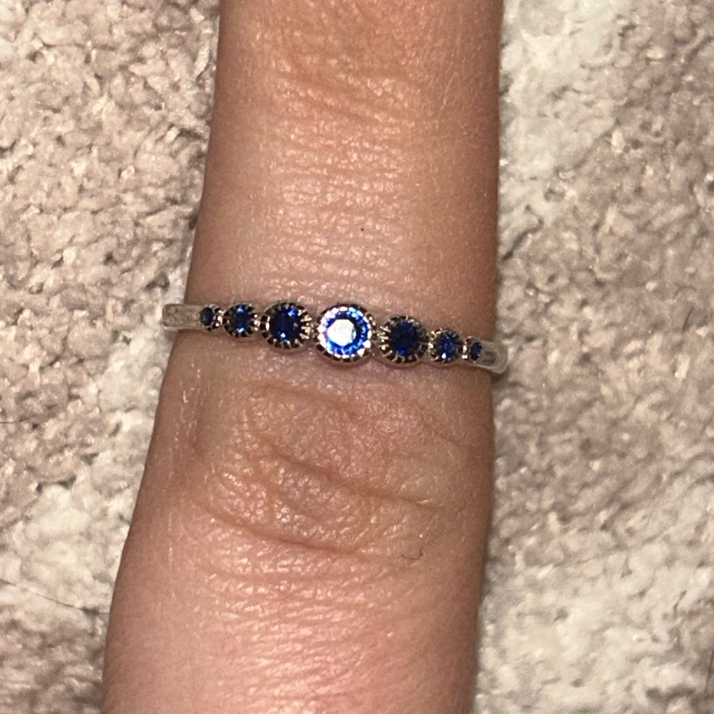 Silver Stackable Ring With Blue Gemstones - image 3